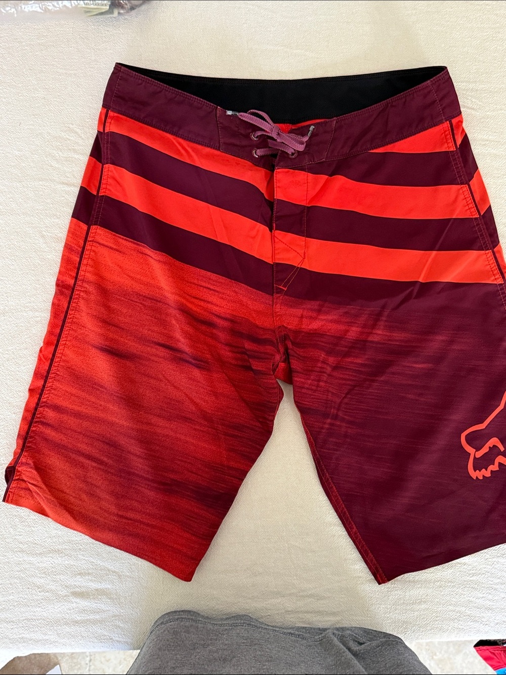 Fox Men’s Red & Maroon Striped Board Shorts